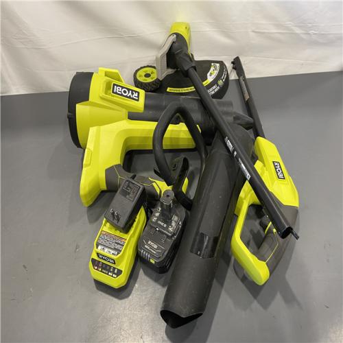 AS-IS - RYOBI ONE+ 18V Cordless String Trimmer/Edger and Jet Fan Blower Combo Kit