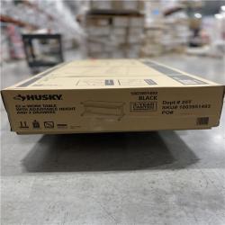 DALLAS LOCATION -Husky 62 in. W x 24 in. D 2-Drawer Adjustable Height Black Workbench Table with Solid Wood Top