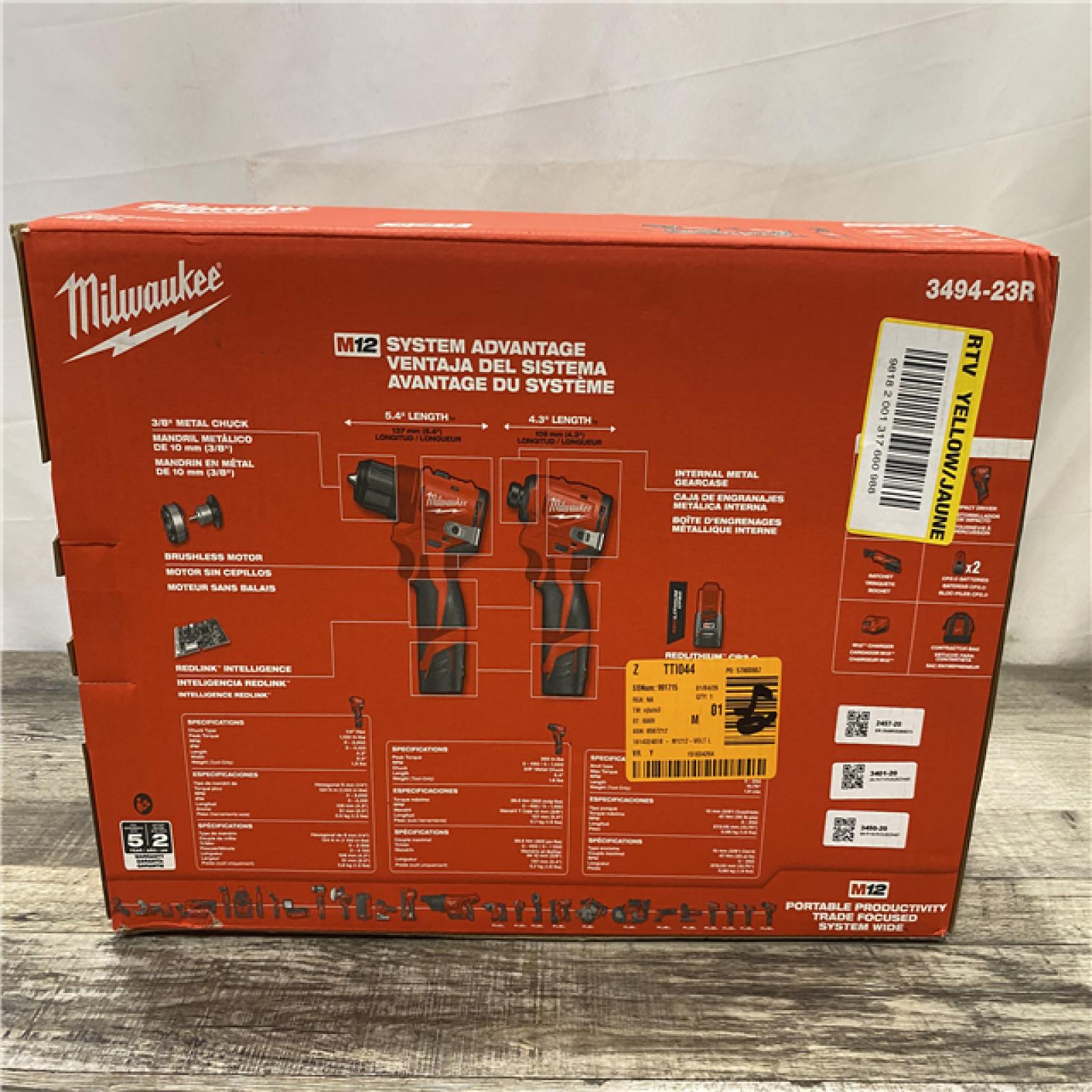 NEW - Milwaukee 12-Volt Lithium-Ion Brushless Cordless Subcompact Drill &Impact Driver Combo Kit