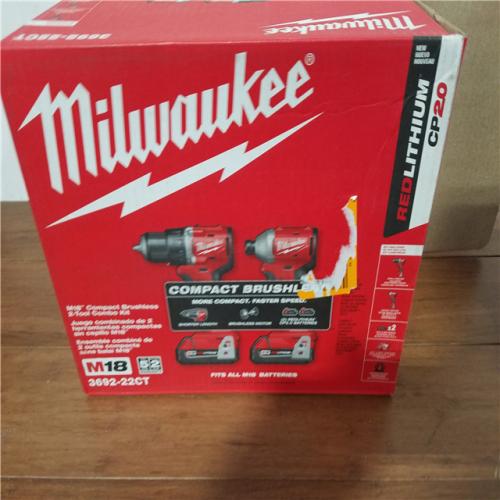 California NEW Milwaukee M18 Compact Brushless 2-Tool Combo Kit  Includes (2) Batteries  Charger & Bag