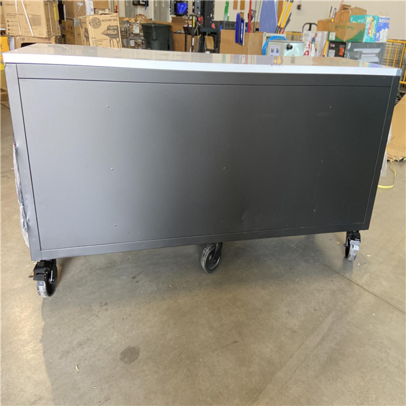 DALLAS LOCATION -  Tool Storage 84 in. W x 24 in. D Heavy Duty Mobile Workbench Tool Chest with Stainless Steel Work Top in Matte Black