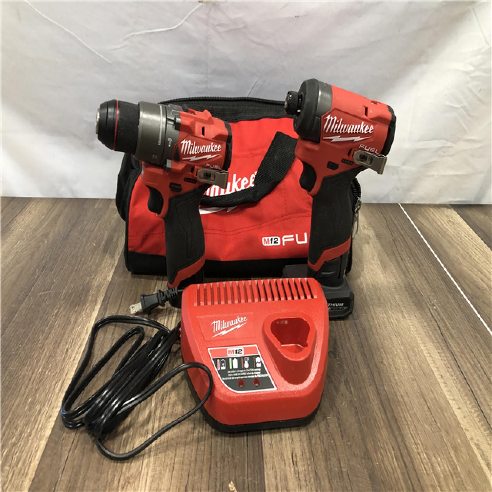 AS-IS Milwaukee FUEL 12-Volt Lithium-Ion Brushless Cordless Hammer Drill and Impact Driver Combo Kit