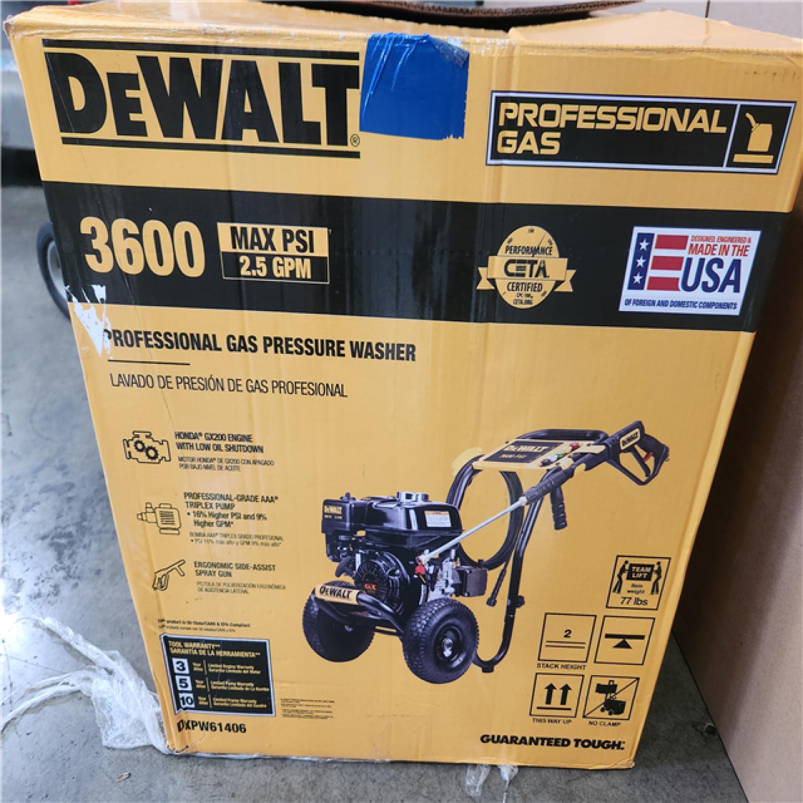 Phoenix AS-IS DEWALT 3600 PSI 2.5 GPM Cold Water Gas Professional Pressure Washer with HONDA GX200 Engine