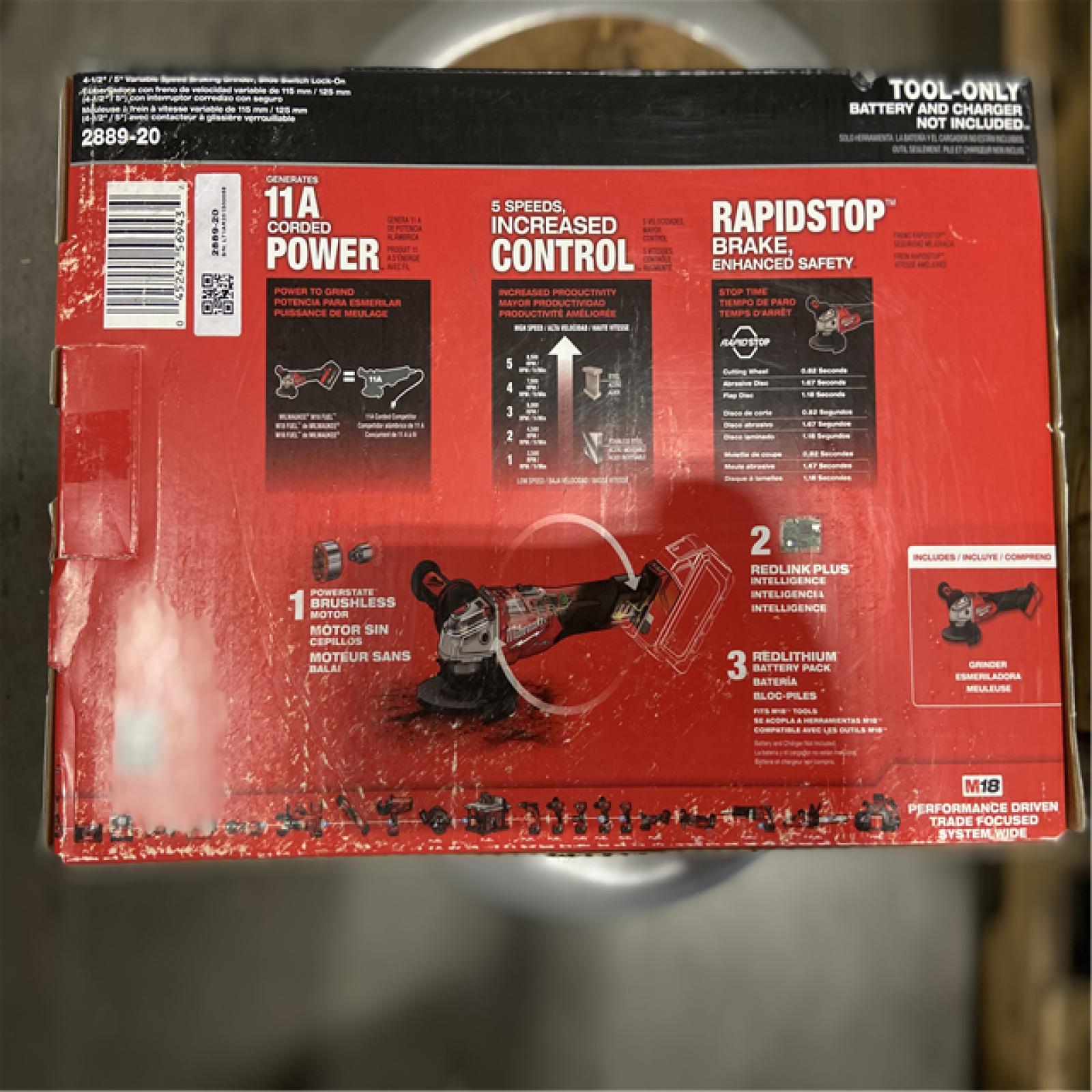 NEW! - Milwaukee M18 FUEL 18V Lithium-Ion Brushless Cordless 4-1/2 in./5 in. Grinder  (Tool-Only)