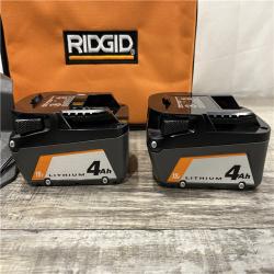 AS-IS RIDGID 18V Lithium-Ion (2) 4.0 Ah Battery Starter Kit