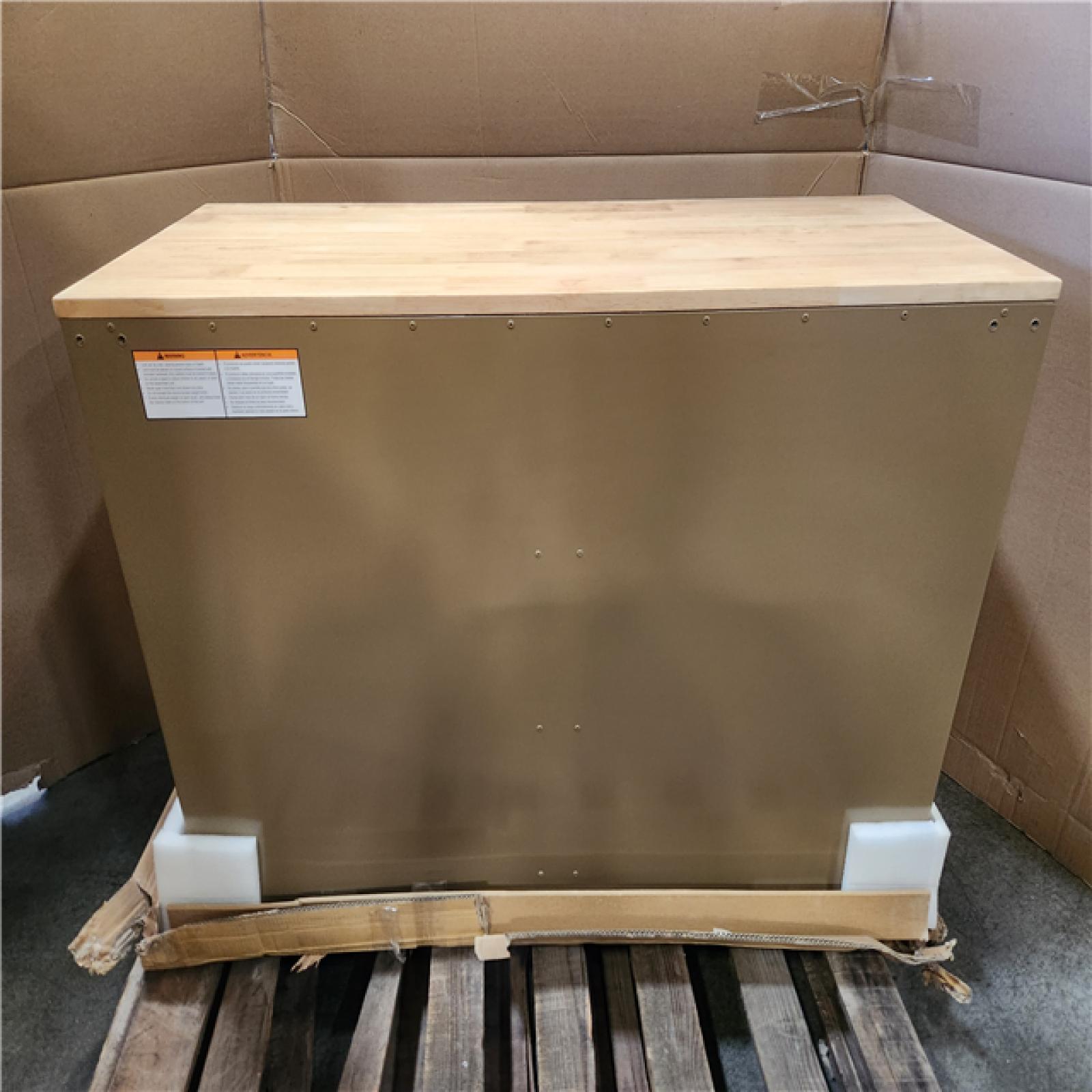 Phoenix NEW Husky Standard Duty 46 in. W x 18 in. D 9-Drawer Gloss Tan Mobile Workbench Cabinet with Solid Wood Top