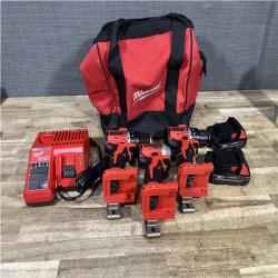 Houston Location AS-IS Milwaukee Hammer Drill Driver and Drill Driver and Impact Driver and Batteries QTY/2 with Charger
