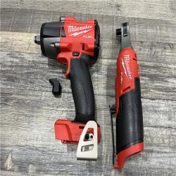 AS-IS Milwaukee FUEL 18V Cordless Mid Torque 1/2 in. Impact Wrench w/ 12 FUEL 3/8 in. Ratchet Combo Kit