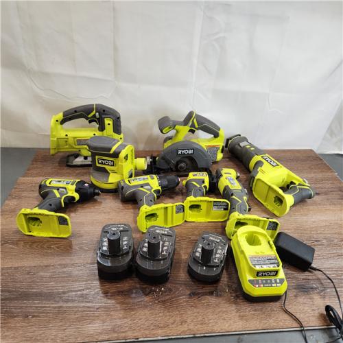 AS-IS RYOBI ONE+ 18V 8-Tool Combo Kit with (1) 1.5 Ah Battery and (2) 4.0 Ah Batteries and Charger