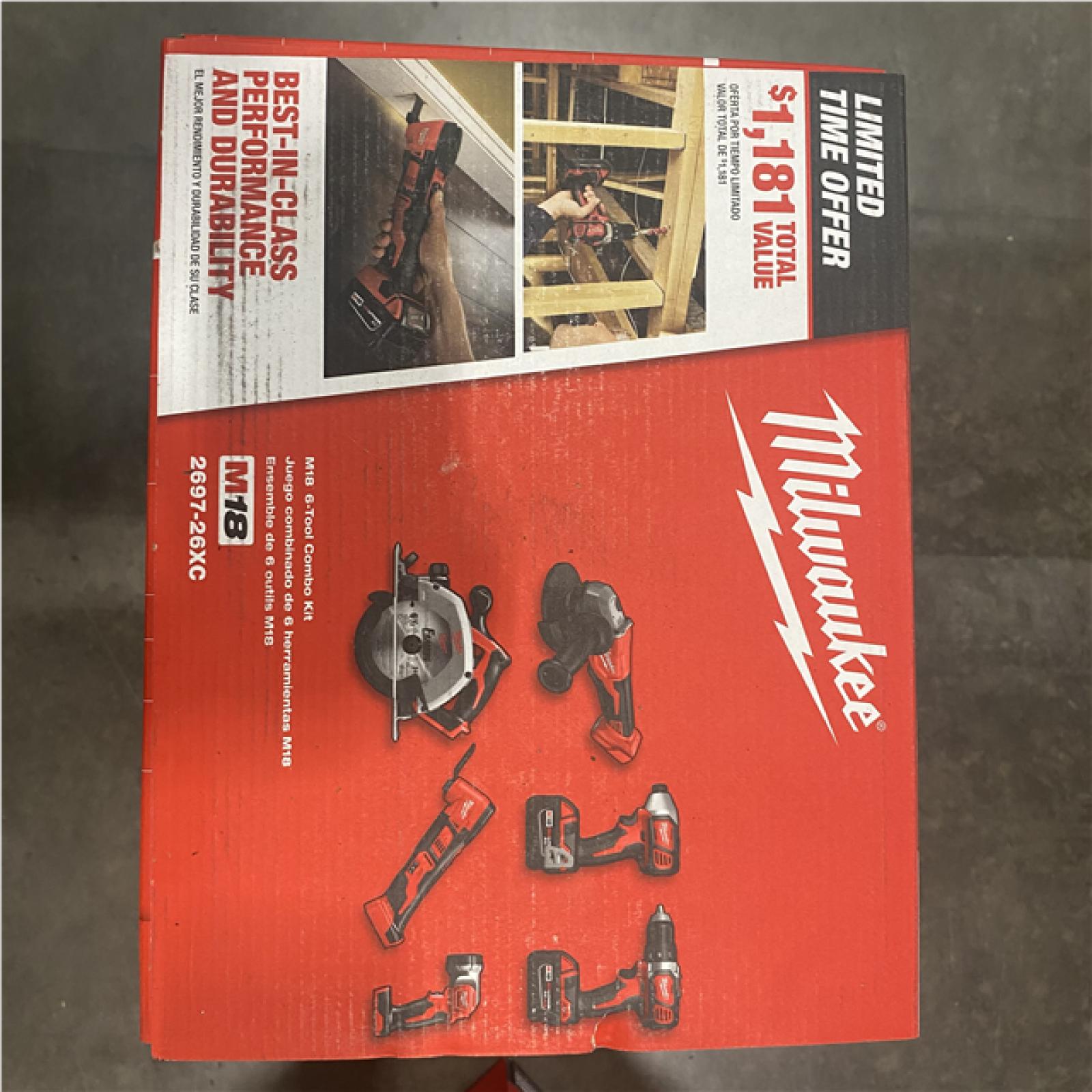 NEW- M18 18-Volt Lithium-Ion Cordless Combo Kit (6-Tool) with 2-Batteries  Charger and Tool Bag