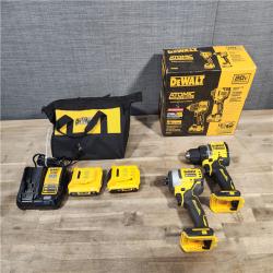 HOUSTON LOCATION - AS-IS Dewalt DCK225D2 20V MAX ATOMIC Brushless Compact Lithium-Ion 1/2 in. Cordless Drill Driver and 1/4 in. Impact Driver Combo Kit with 2 Batteries 2 Ah