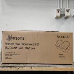 Phoenix Location NEW Seasons Stainless Steel Undermount 31.5 18G Double Bowl Offset Sink Pallet (12 Total)