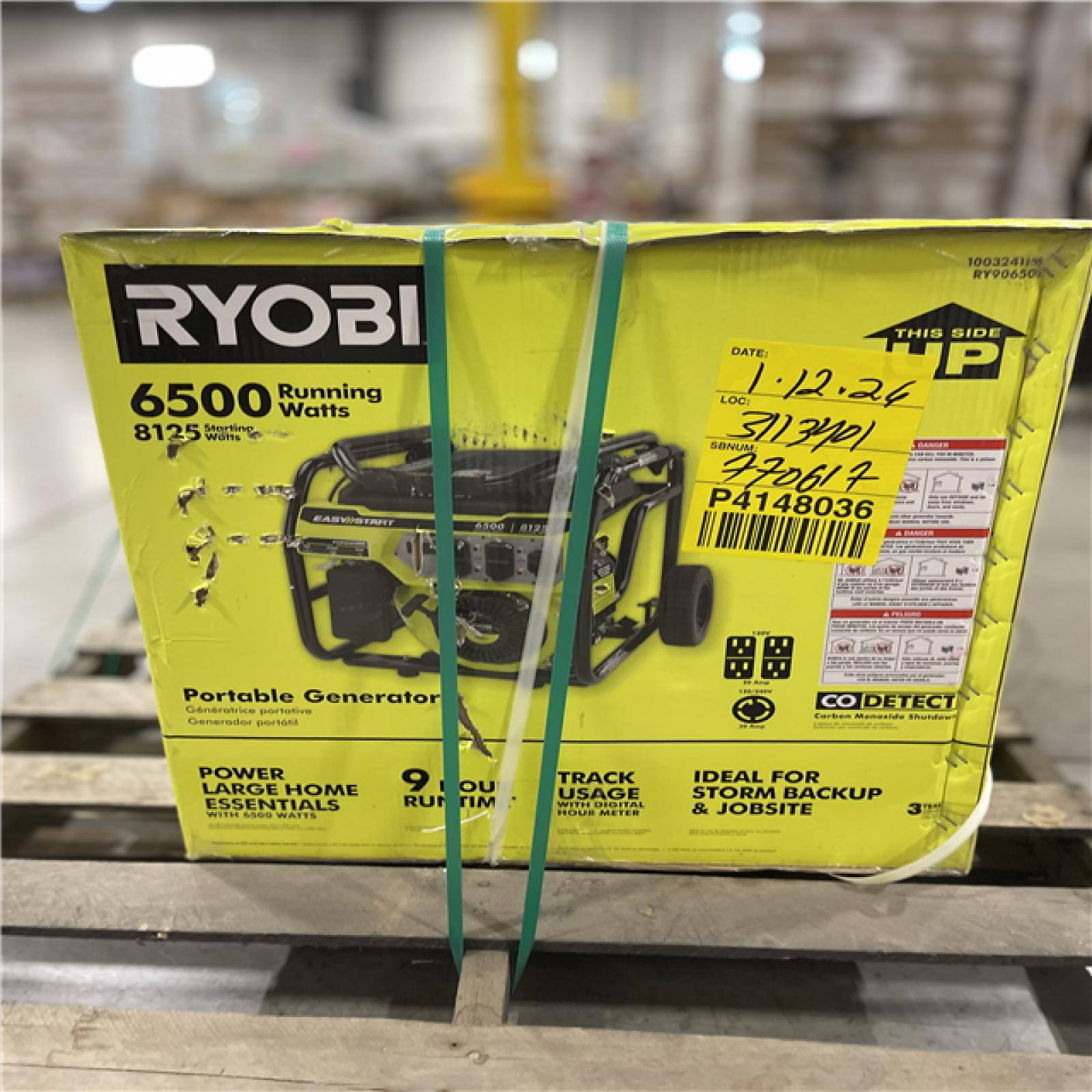 DALLAS LOCATION - RYOBI 8125-Watt Gasoline Powered Portable Generator with CO Detect Shutdown Sensor