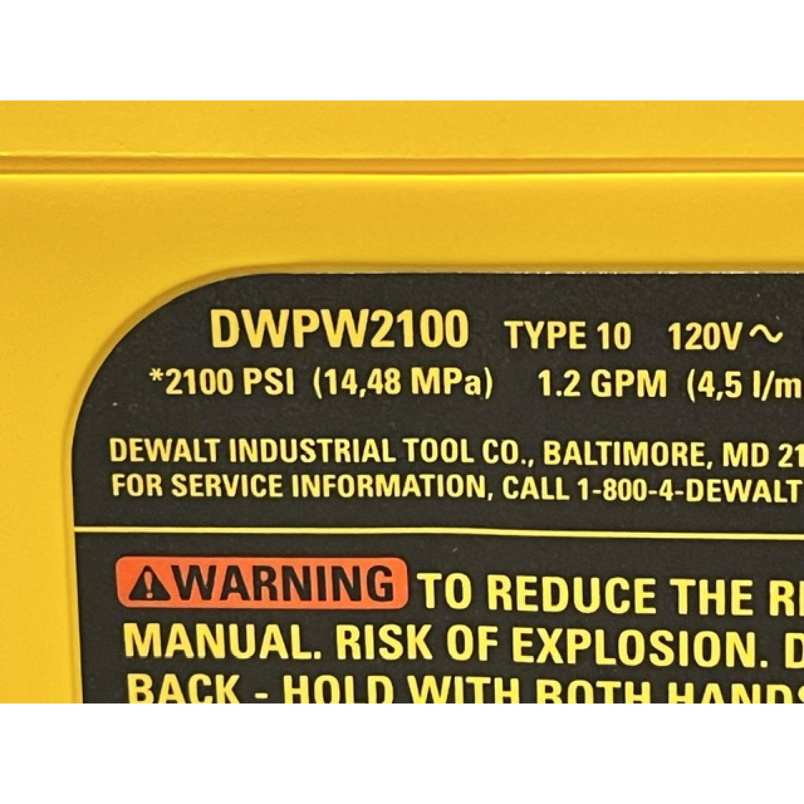 AS-IS DEWALT 2100 PSI 1.2 GPM 13 Amp Cold Water Electric Pressure Washer with Internal Equipment Storage