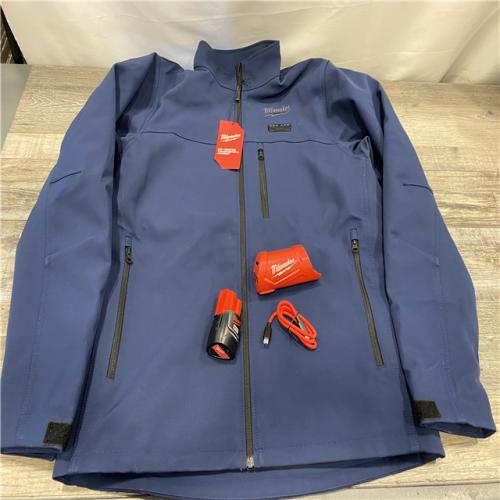 AS-IS Milwaukee Men's Medium 12V Lithium-Ion Cordless TOUGHSHELL Blue Heated Jacket Kit