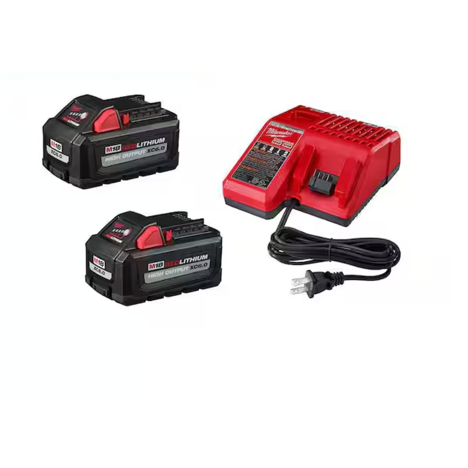 NEW! - Milwaukee M18 18-Volt Lithium-Ion High Output Starter Kit with Two 6.0 Ah Battery and Charger