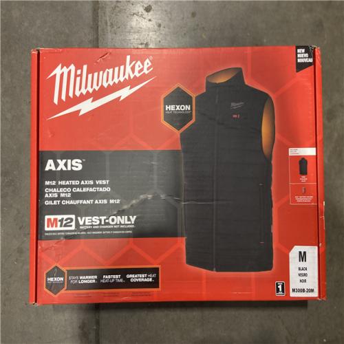 NEW! - Milwaukee Men's Medium M12 12V Lithium-Ion Cordless AXIS Black Heated Vest (Vest Only)