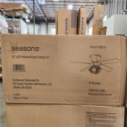 Phoenix Location NEW Seasons 52 LED Polished Brass Ceiling Fan Pallet (24 Boxes)
