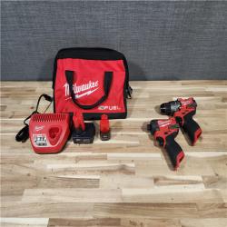 HOUSTON LOCATION - AS-IS Milwaukee FUEL 12-Volt Lithium-Ion Brushless Cordless Hammer Drill and Impact Driver Combo Kit