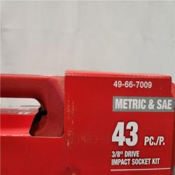 LIKE NEW - Milwaukee 43-Piece SHOCKWAVE Impact Duty 3/8 Drive SAE & Metric Deep 6 Point Socket Set