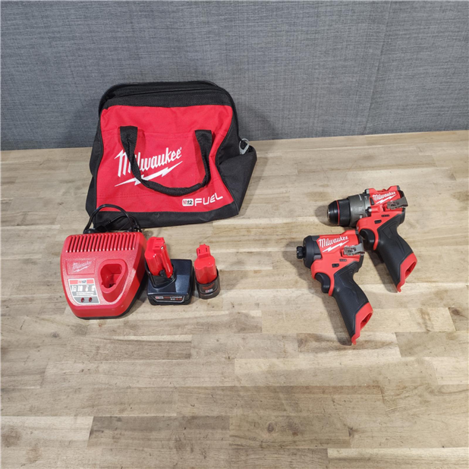 HOUSTON LOCATION - AS-IS (APPEARS LIKE NEW) Milwaukee 3497-22 12V Brushless Hammer Drill and Impact Driver Combo Kit