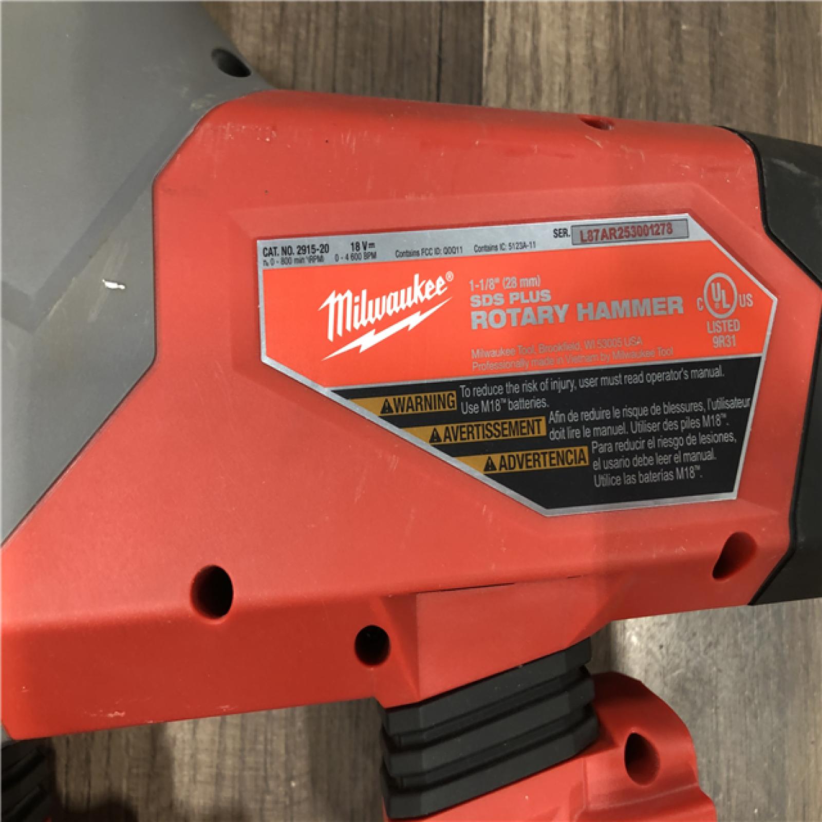 AS-IS Milwaukee FUEL 18V Lithium-Ion Brushless Cordless SDS-Plus 1-1/8 in. Rotary Hammer Drill (Tool-Only)