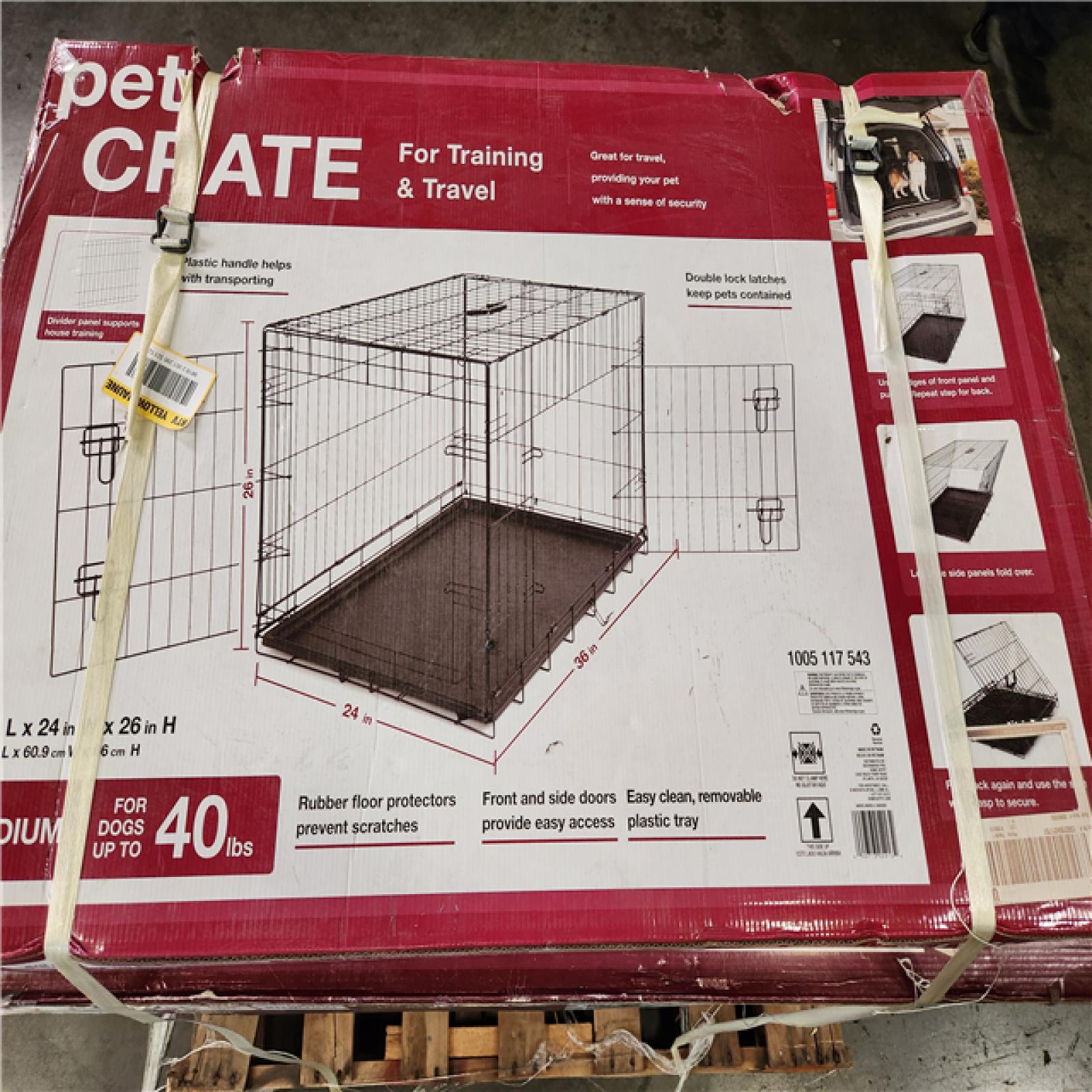Phoenix AS-IS Pet Crate for Training and Travel Pallet (12 Cages)