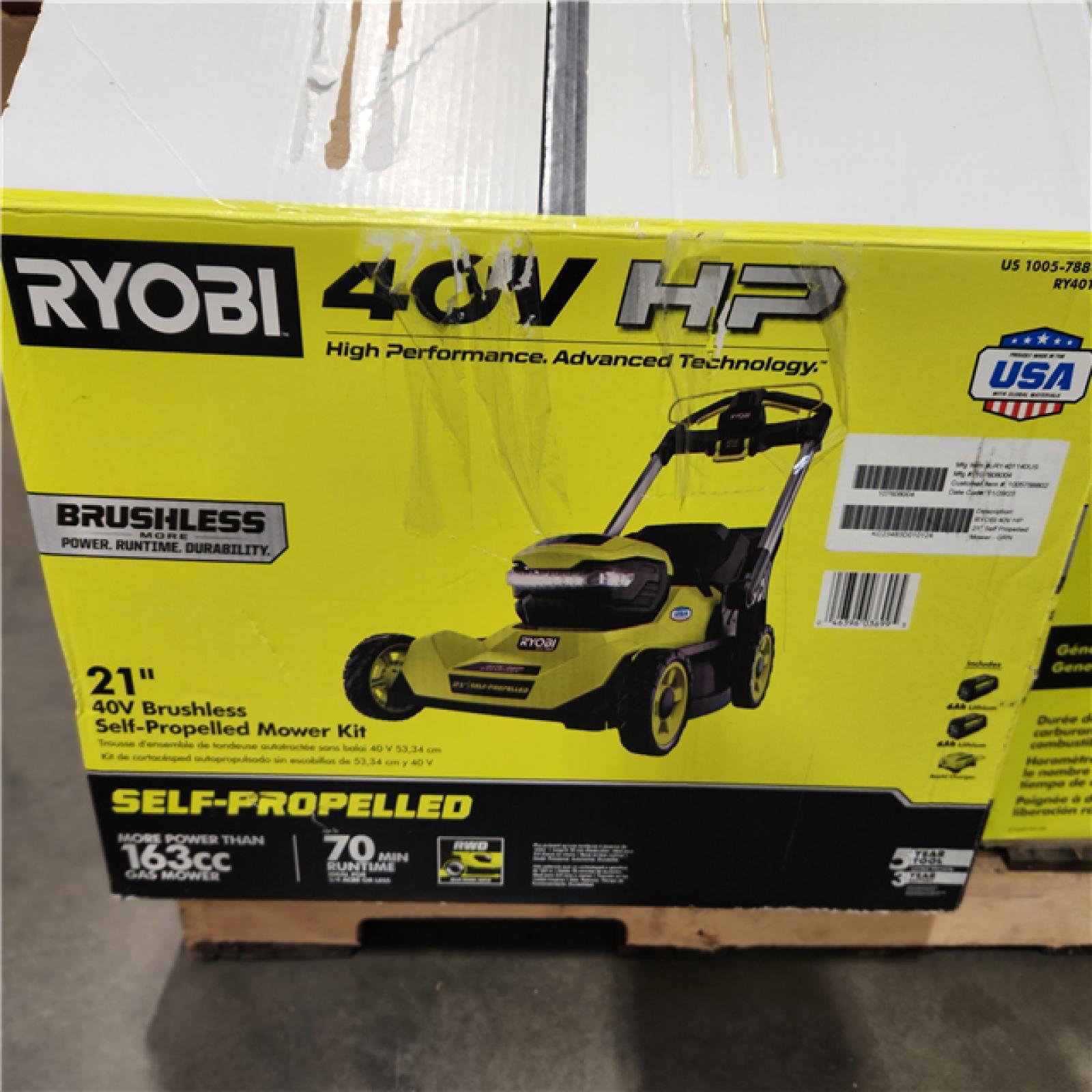 Dallas Location - As-Is RYOBI 40V HP Brushless 21 in. Self-Propelled Lawn Mower with (2) 6.0 Ah Batteries and Charger
