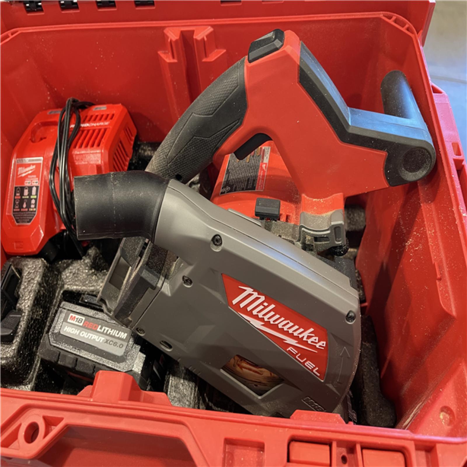 AS-IS - Milwaukee M18 FUEL 18V Lithium-Ion Brushless Cordless 6-1/2 in. Plunge Track Saw PACKOUT Kit