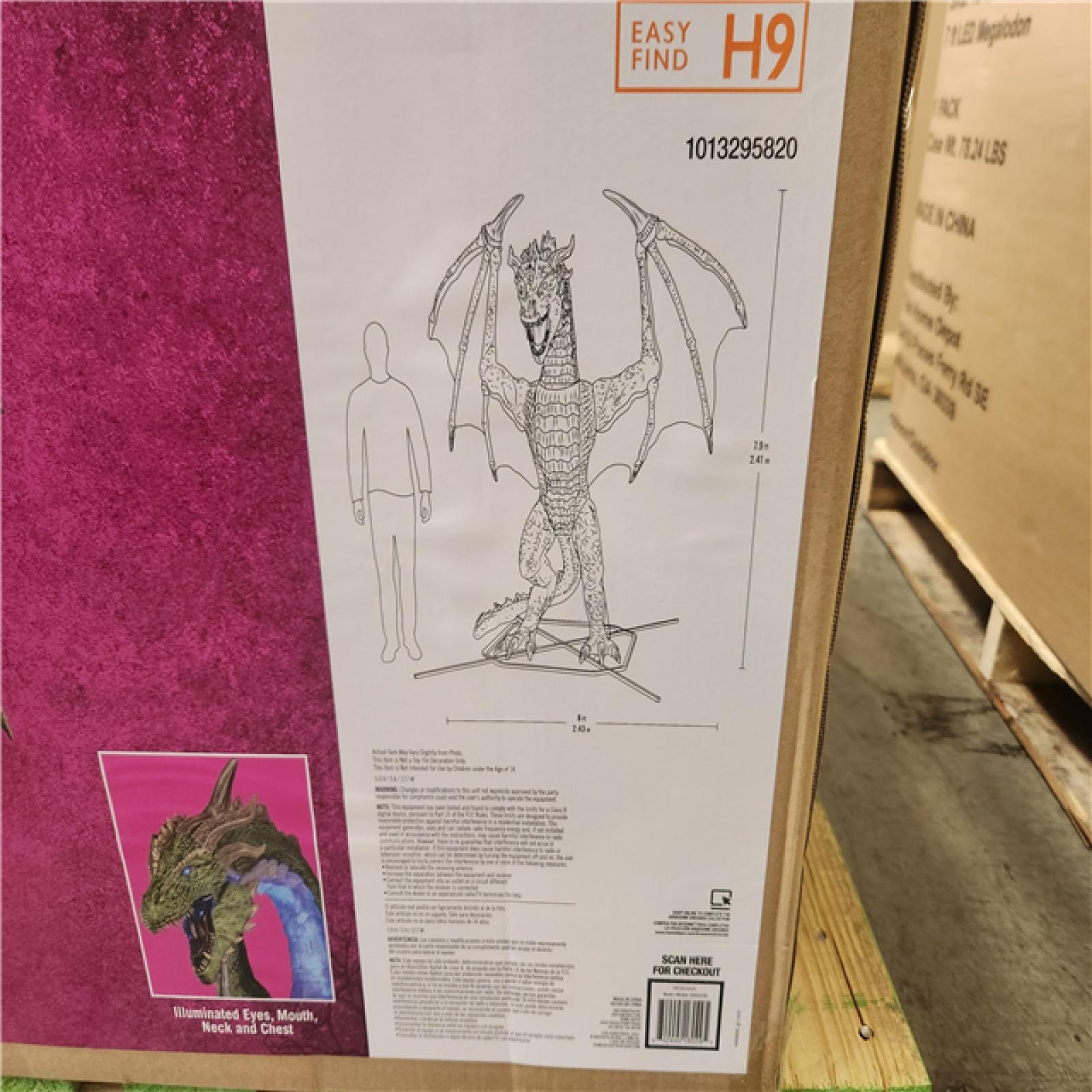 Phoenix NEW Home Accents Holiday 8 ft. Wide Gruesome Grounds Giant-Sized Color Changing Animated LED Wyvern H9