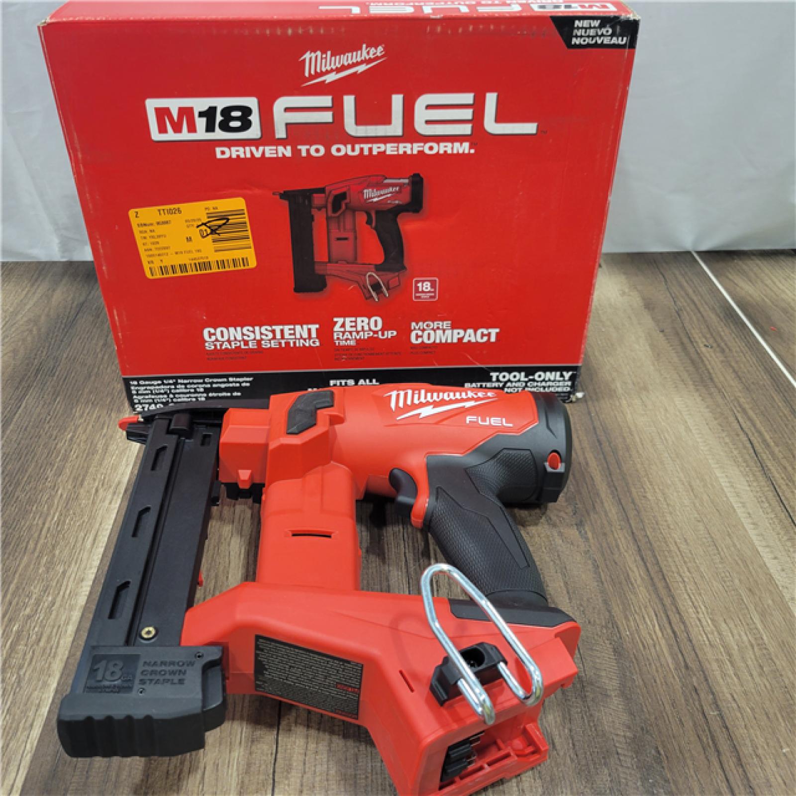 AS-IS MILWAUKEE M18 FUEL 18-Volt Lithium-Ion Brushless Cordless 18-Gauge 1/4 in. Narrow Crown Stapler (Tool-Only)