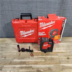 HOUSTON LOCATION - AS-IS MILWAUKEE 100 Ft. REDLITHIUM Lithium-Ion USB Green Rechargeable Cross Line Laser Level with Charger