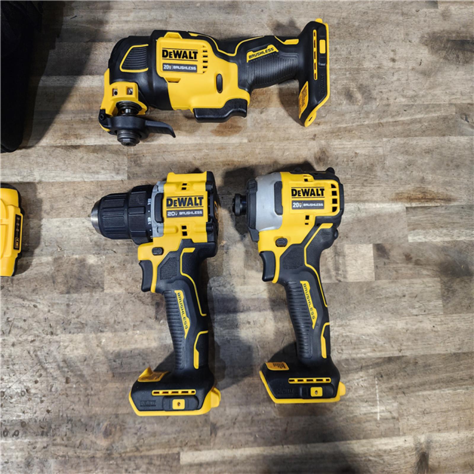 HOUSTON LOCATION - AS-IS DeWalt 20V MAX ATOMIC Cordless Brushless 3-Tool Combo Kit