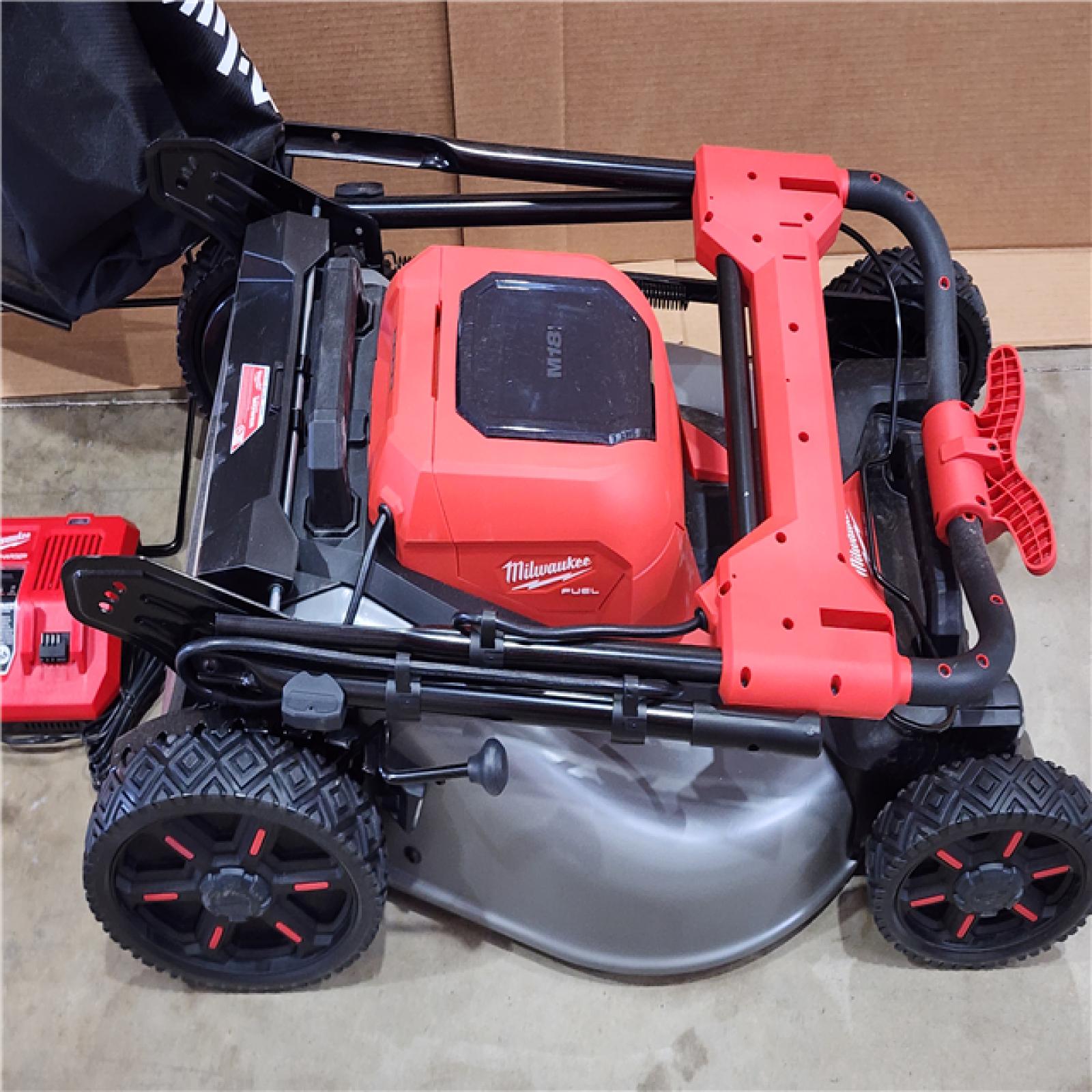 HOUSTON LOCATION - AS-IS M18 FUEL Brushless Cordless 21 in. Walk Behind Dual Battery Self-Propelled Mower W/ Rapid Charger