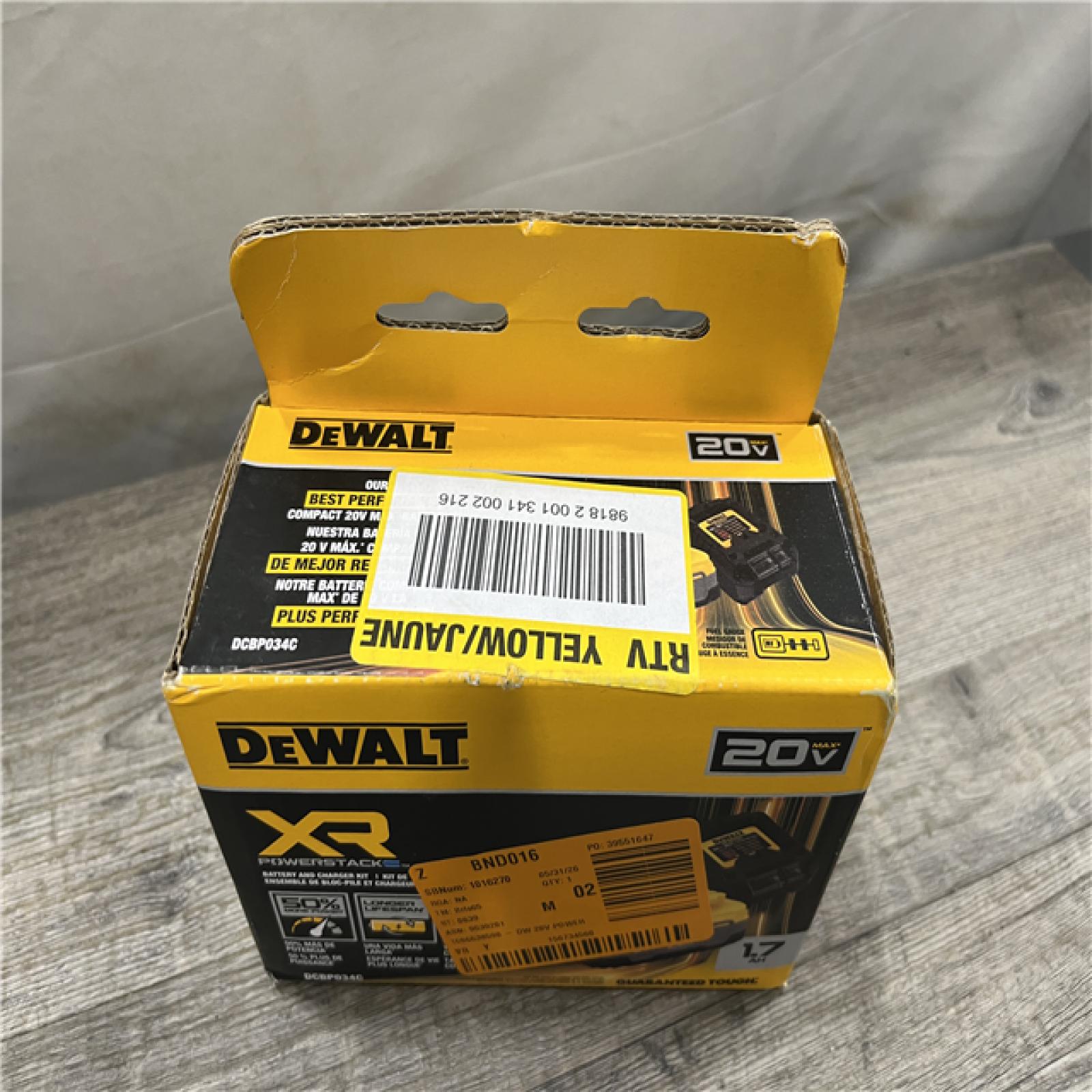 NEW - DEWALT 20V MAX XR POWERSTACK Lithium-Ion Battery Starter Kit with 1.7Ah Battery and Charger