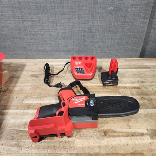 Houston Location AS-IS Milwaukee FUEL 12V Lithium-Ion Brushless Battery 6 in. HATCHET Pruning Saw Kit