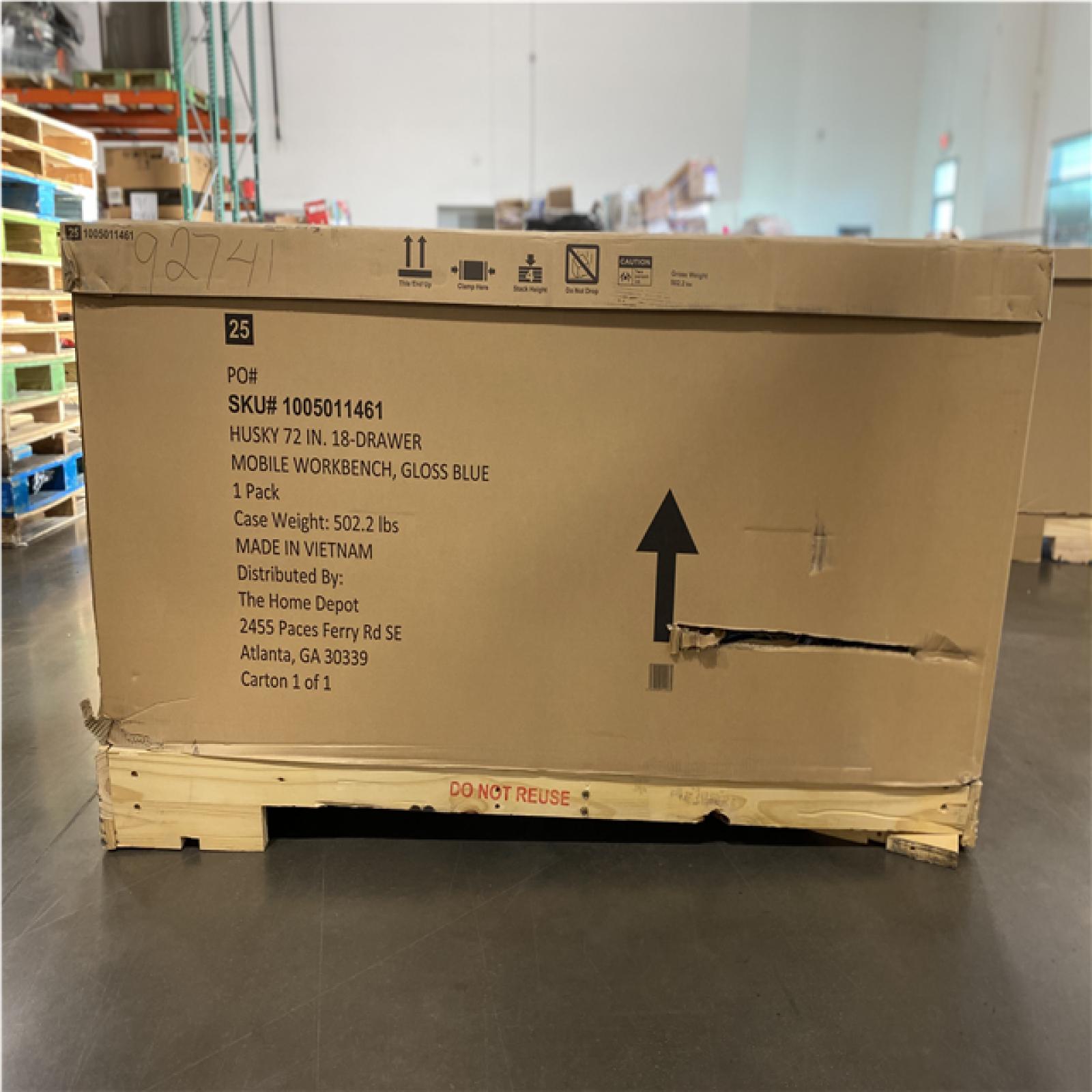 DALLAS LOCATION -AS-IS Husky Tool Storage 72 in. W Standard Duty Gloss Blue Mobile Workbench Tool Chest