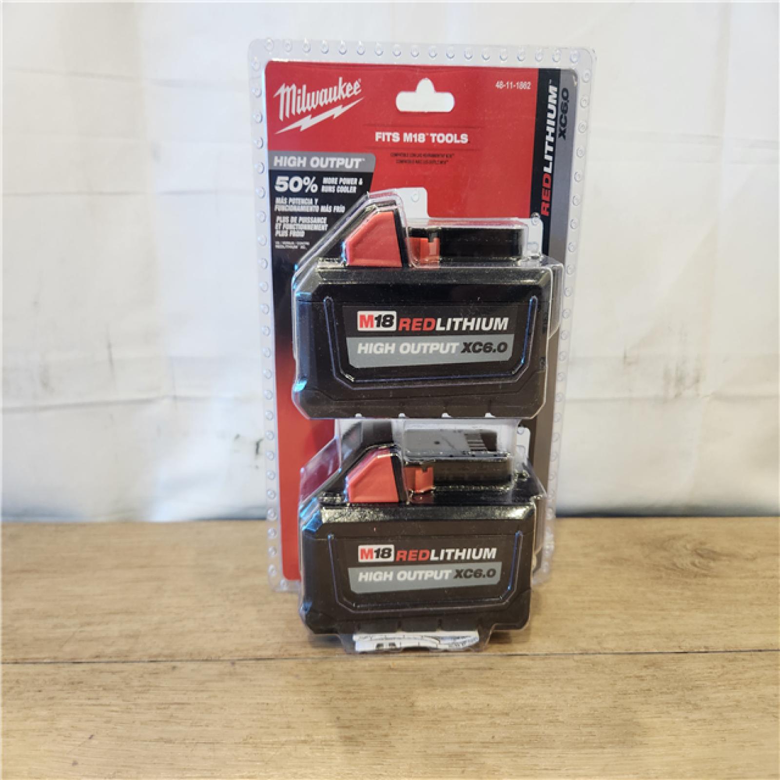 NEW- Milwaukee Electric Tools Mlw48-11-1862 M18 Redlithium High Output Xc 6.0 Battery - Pack of 2