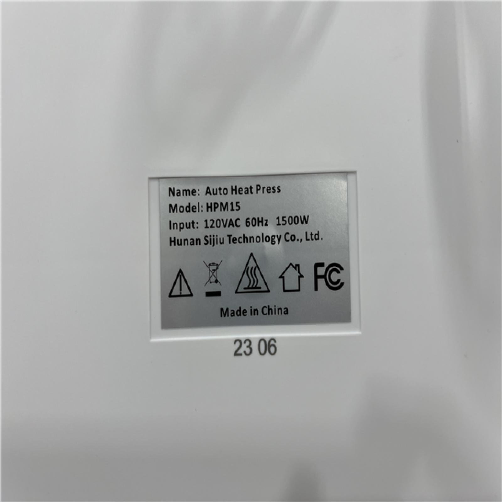 AS-IS HTVRONT 1500W 15x15 White Auto Heat Press Machine
