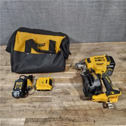 HOUSTON LOCATION - AS-IS DEWALT 20V MAX Lithium-Ion 15-Degree Electric Cordless Roofing Nailer Kit