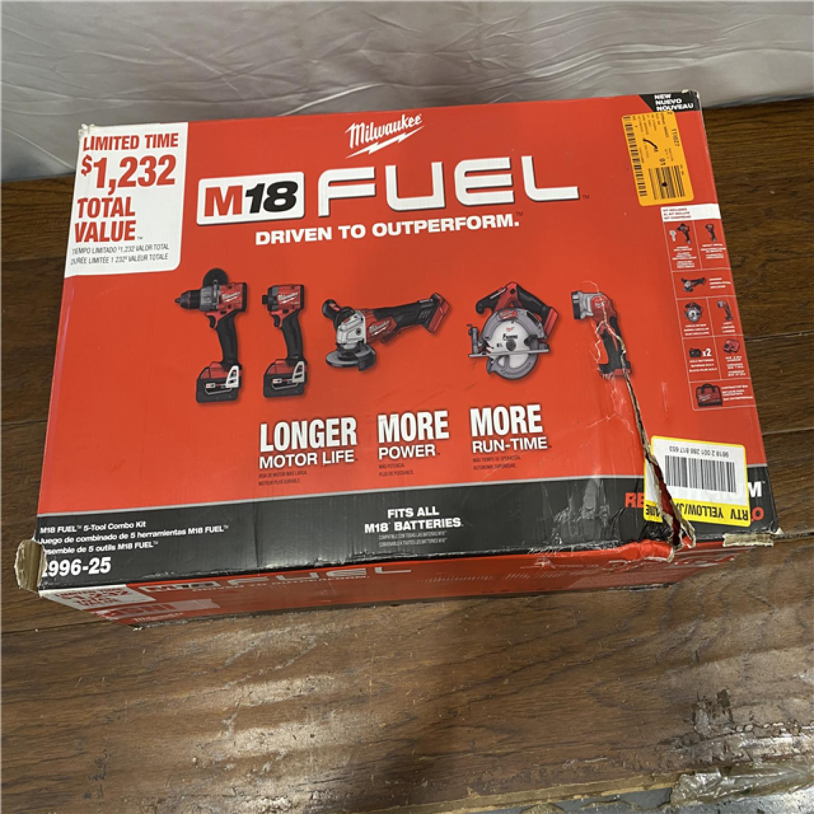 NEW MILWAUKEE M18 18-Volt Lithium-Ion Brushless Cordless FUEL Combo Kit (5-Tool) with 2-Batteries, 1-Charger, and Tool Bag