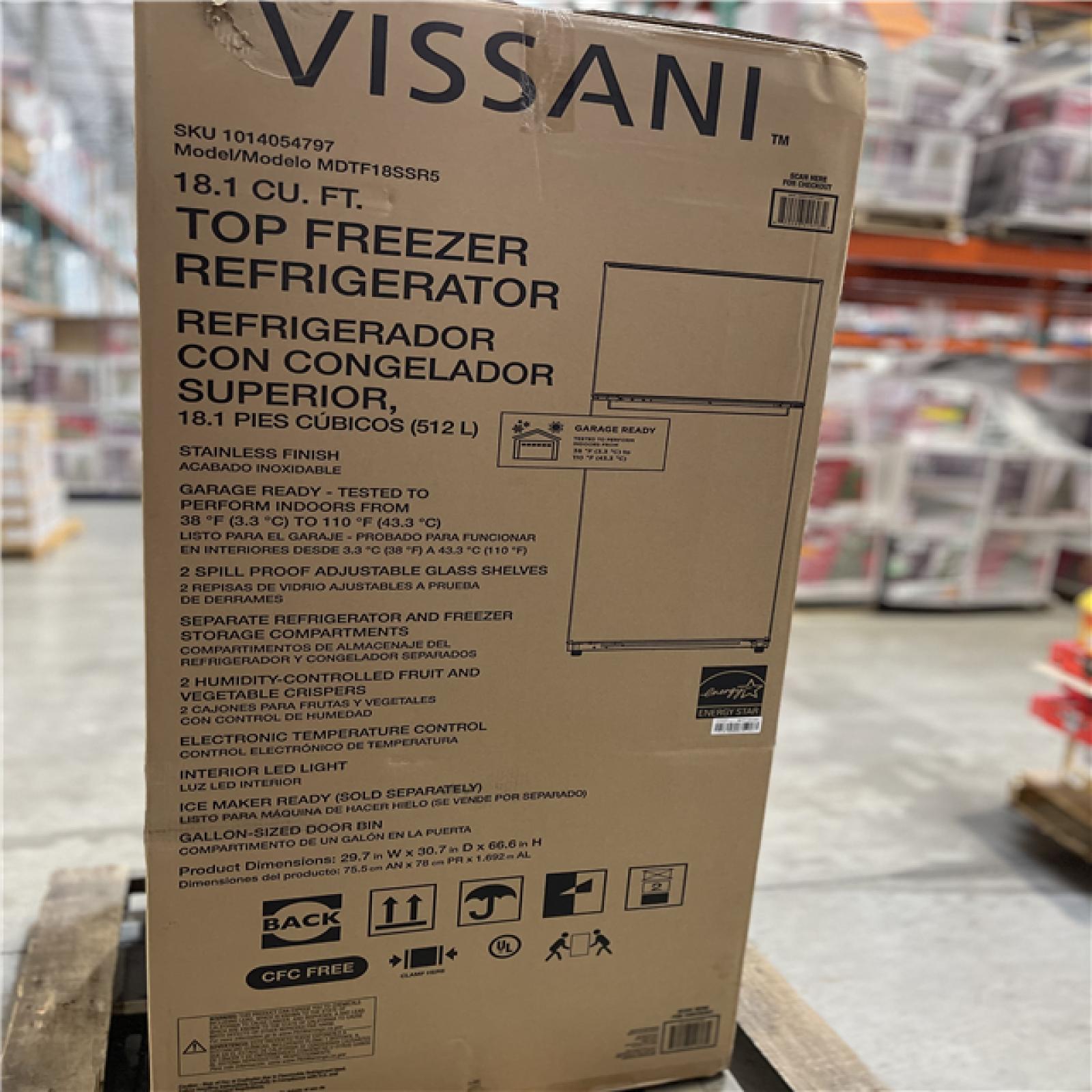 DALLAS LOCATION - VISSANI 18.1 CU.FT REFRIGERATOR