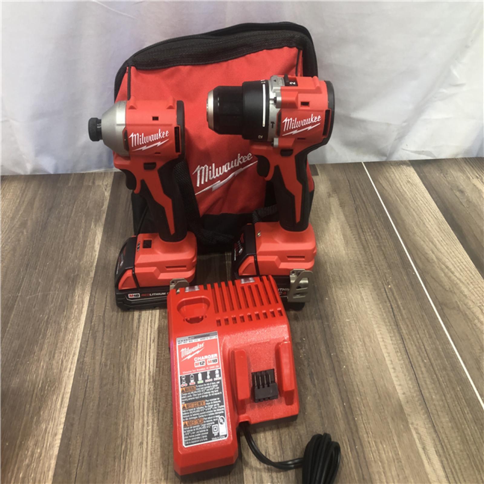 AS-IS Milwaukee 18-Volt Lithium-Ion Brushless Cordless Compact Hammer Drill/Impact Combo Kit