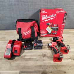 HOUSTON LOCATION - AS-IS M18 18-Volt Lithium-Ion Brushless Cordless Compact Hammer Drill/Impact Combo Kit (2-Tool) with (2) Batteries, Bag