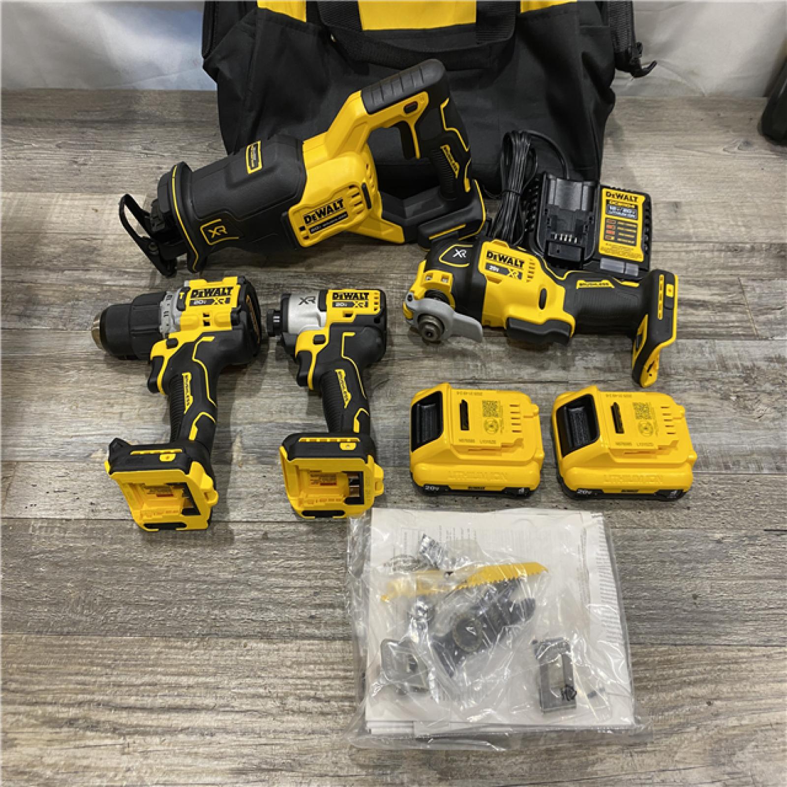 AS-IS DEWALT 20-Volt Maximum Lithium-Ion Cordless 4-Tool Combo Kit