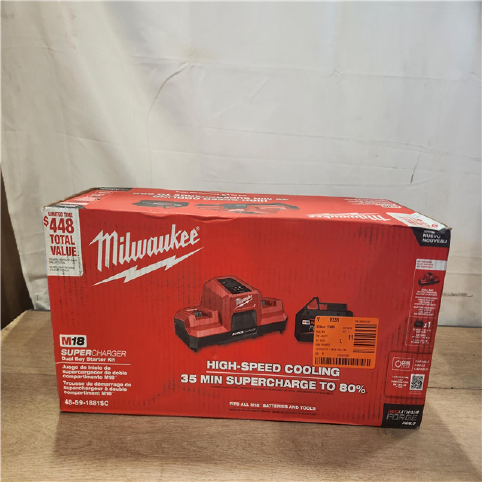 NEW- Milwaukee 18V Lithium-Ion REDLITHIUM FORGE 8.0 Ah Battery Pack with 18V Super Charger