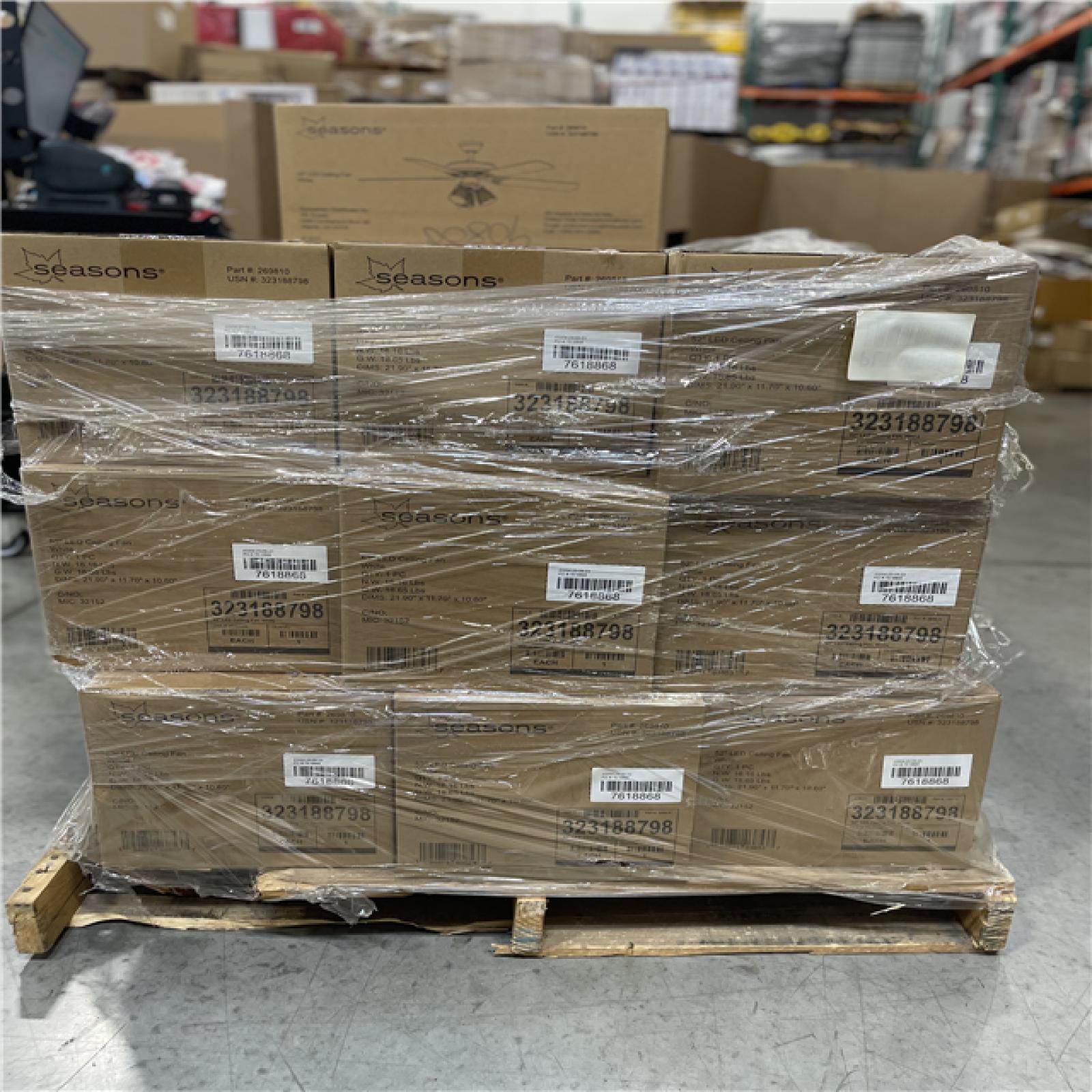DALLAS LOCATION- SEASONS 52IN. CEILING FAN WHITE Pallet (19 UNITS)
