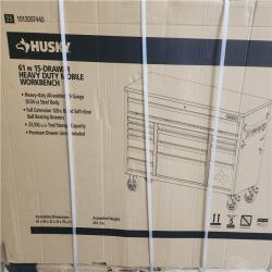Phoenix NEW Husky Heavy Duty 61 in. W x 22 in. D 15-Drawer Matte Gray Mobile Workbench Cabinet with Solid Wood Top