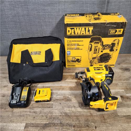 HOUSTON LOCATION - AS-IS DEWALT 20V MAX Lithium-Ion 15-Degree Electric Cordless Roofing Nailer Kit
