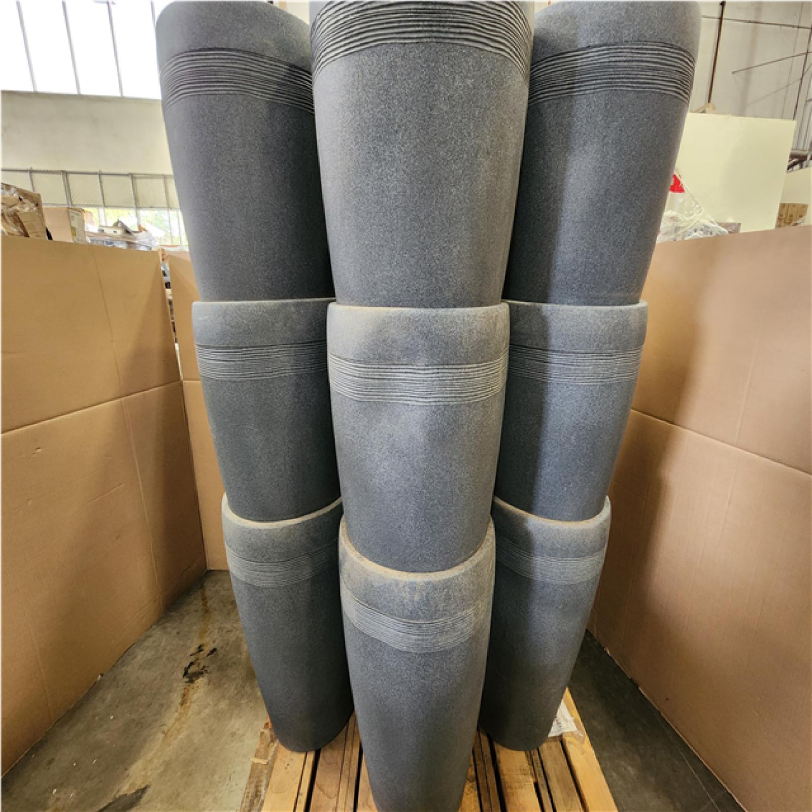 Phoenix Vigoro Remy Gray Resin Gray Decorative Planter 17 in. L x 17 in. W x 28 in. H Pallet of 15 (RV: $1 205)
